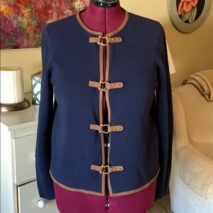 Ralph Lauren navy sweater with gold latches
